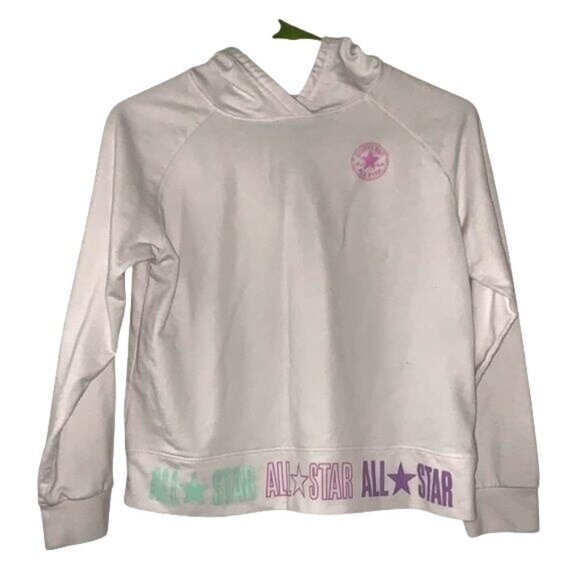 Converse Other - Converse All Star Girls Hoodie Large White Pastel Logo Cotton Youth Size 12-13 Y